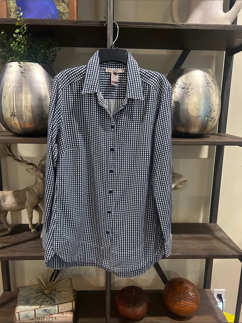 Classic Black & White Check Button-Up Shirt - Unbranded small women’s